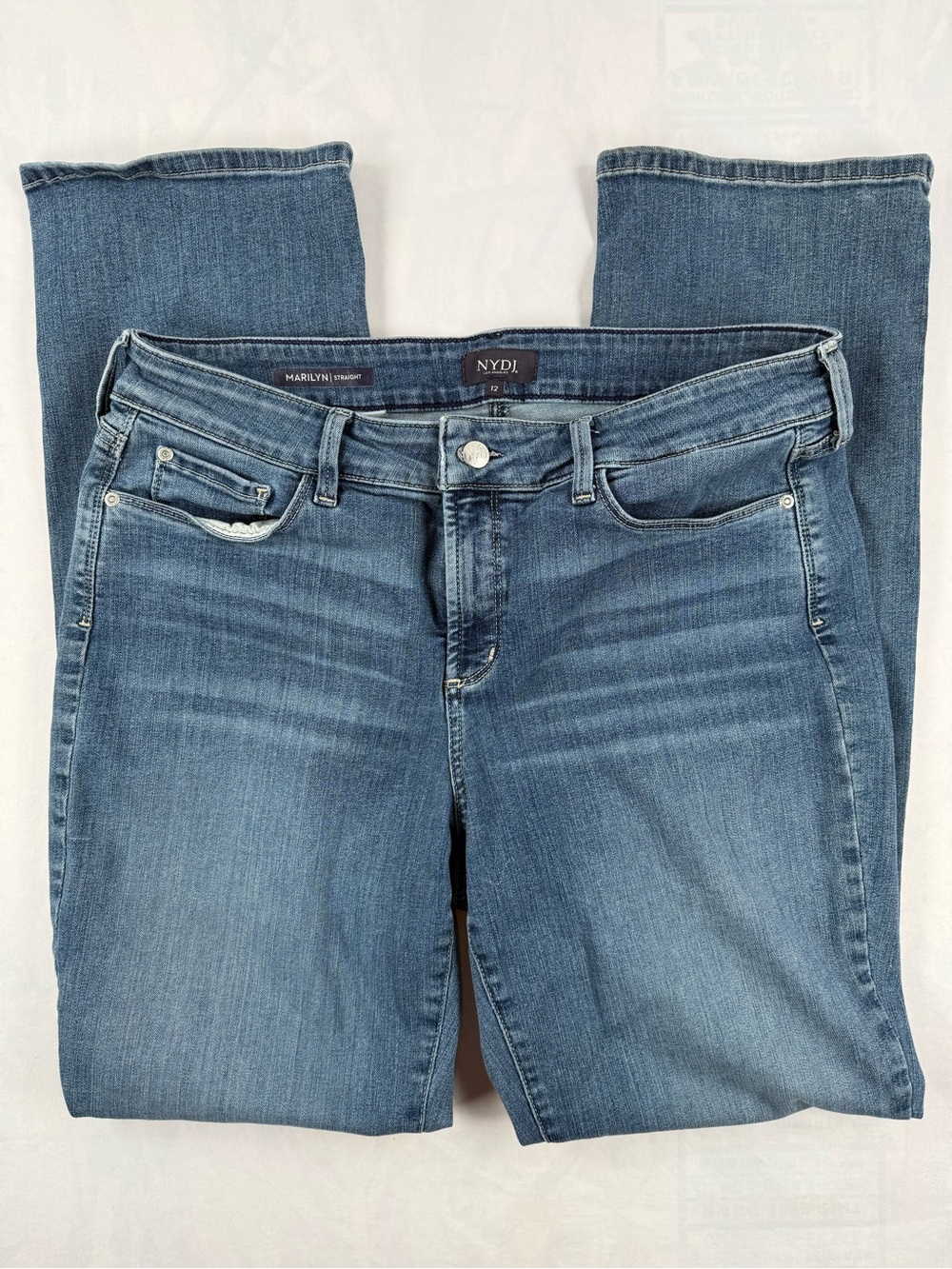 NYDJ Marilyn Straight Leg Jeans - Mid Blue Wash size 12